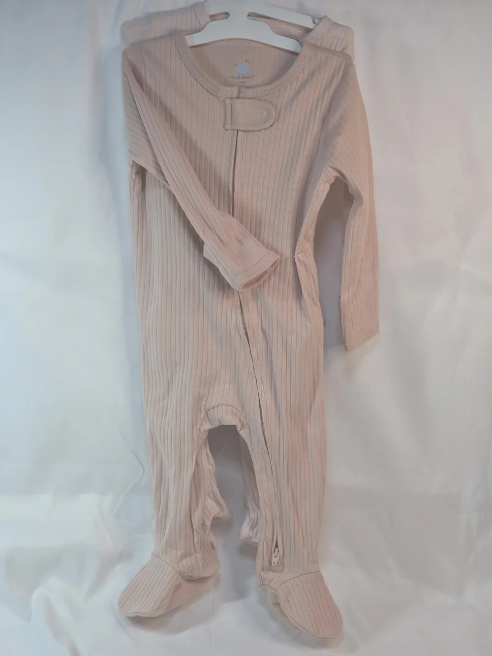 2 Pc. Cloud Island Ribbed Pink Footed One-Piece Pajama 3-6M